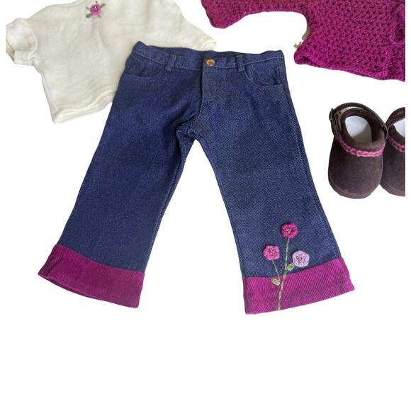 VTG American Girl Today FLOWER POWER Outfit Sweater Clogs Jeans Top Hanger Box - Picture 5 of 11